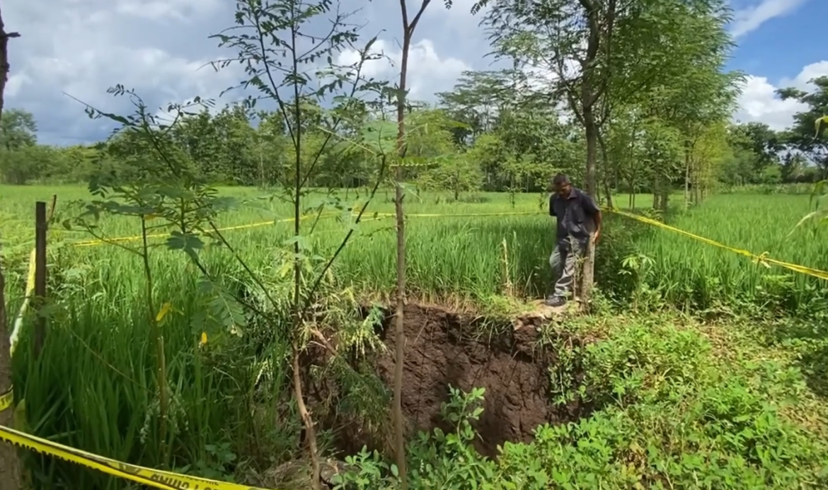 Hujan Deras, Muncul Fenomena Sinkhole di Area Persawahan Gunungkidul